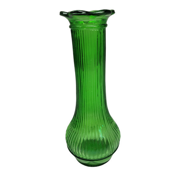 Vintage‎ Randall Green Glass 70s Ribbed Bud Vase - Picture 1 of 7